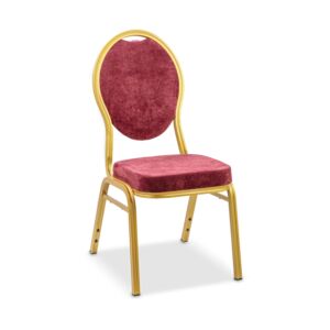 CHAIR BANQUET ALUM GOLD FRAME, DARK RED CHAIR BANQUET ALUM GOLD FRAME, DARK RED